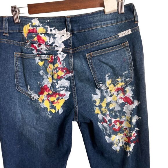 AP Blue Paint Splash Skinny Jeans junior size 15 - Picture 7 of 15